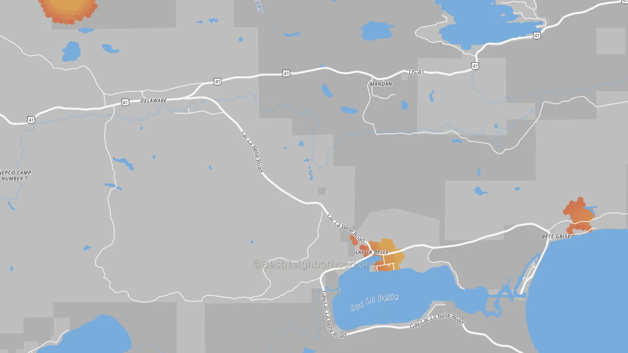 Bike Grade map of Lac La Belle, MI