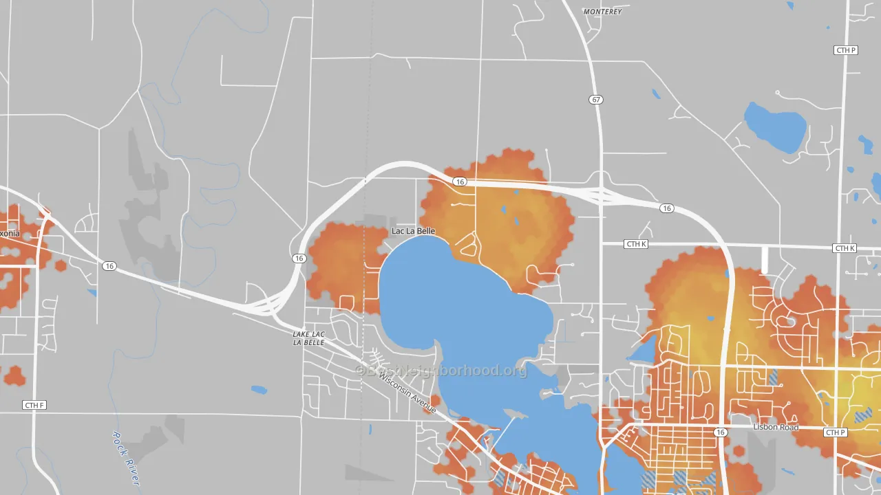 Bike Grade map of Lac La Belle, WI