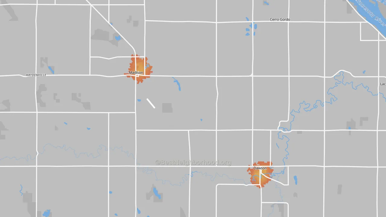Bike Grade map of Lac qui Parle County, MN