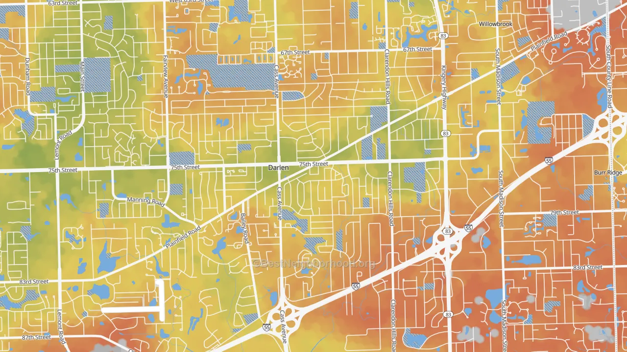 Bike Grade map of Lace, Darien, IL