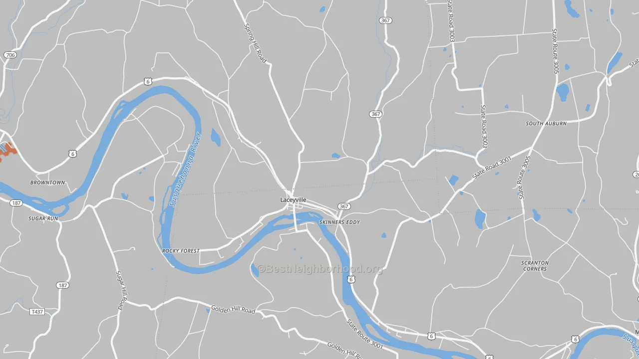Bike Grade map of Laceyville, PA