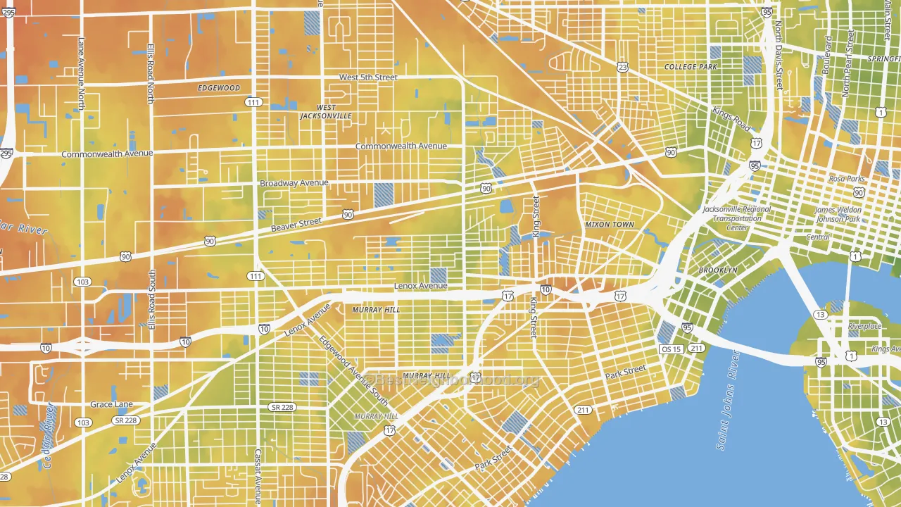 Bike Grade map of Lackawanna, Jacksonville, FL