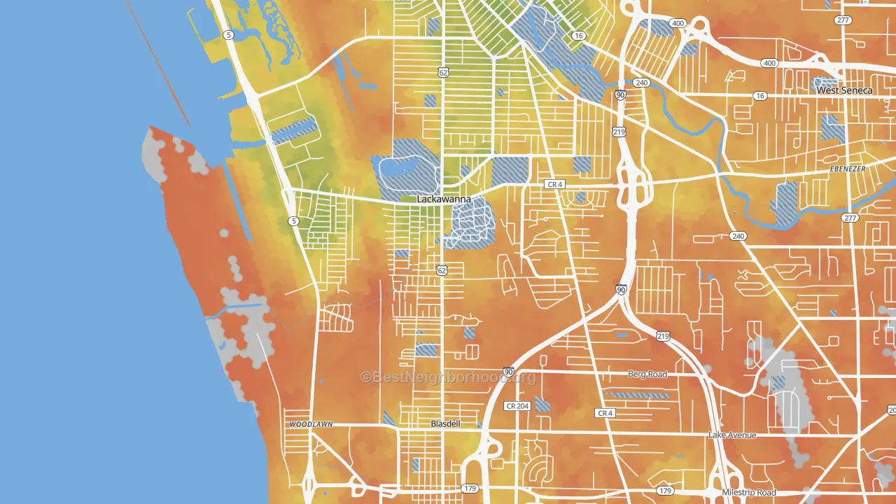Bike Grade map of Lackawanna, NY