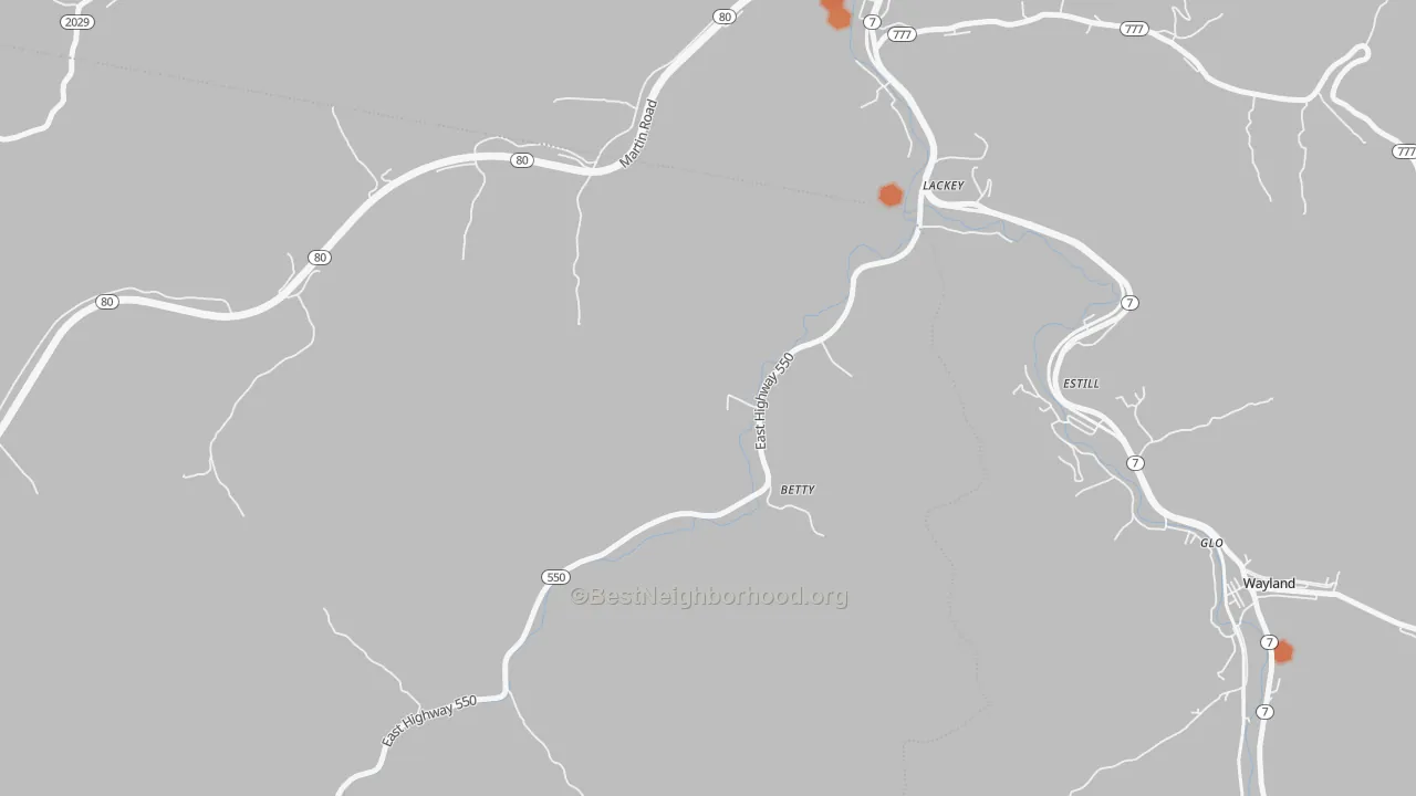 Bike Grade map of Lackey, KY
