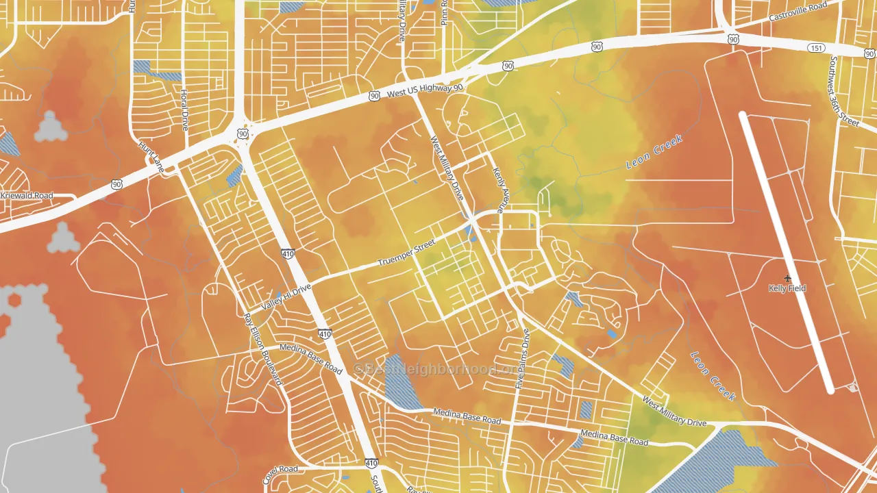 Bike Grade map of Lackland AFB, TX