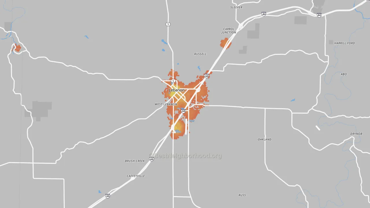 Bike Grade map of Laclede County, MO