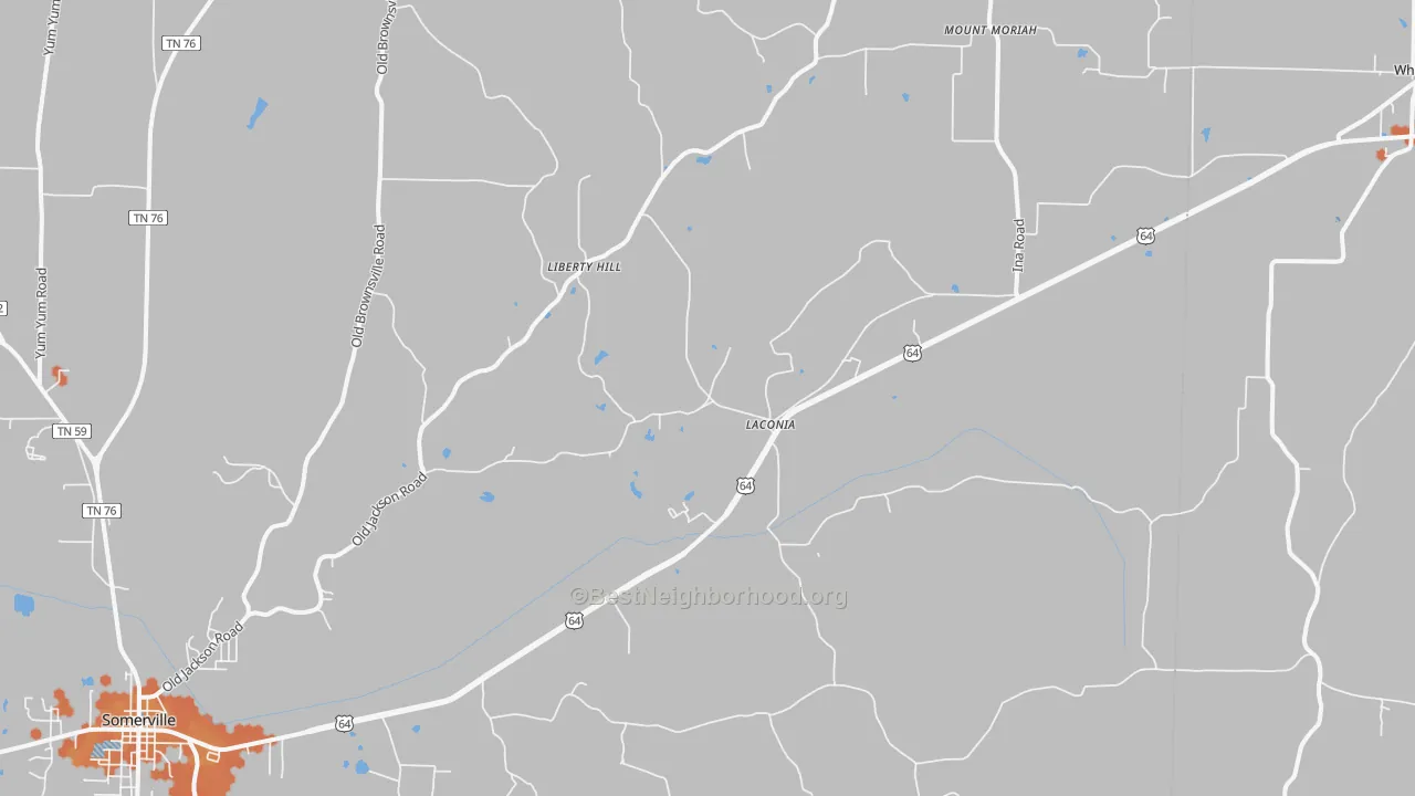 Bike Grade map of Laconia, TN