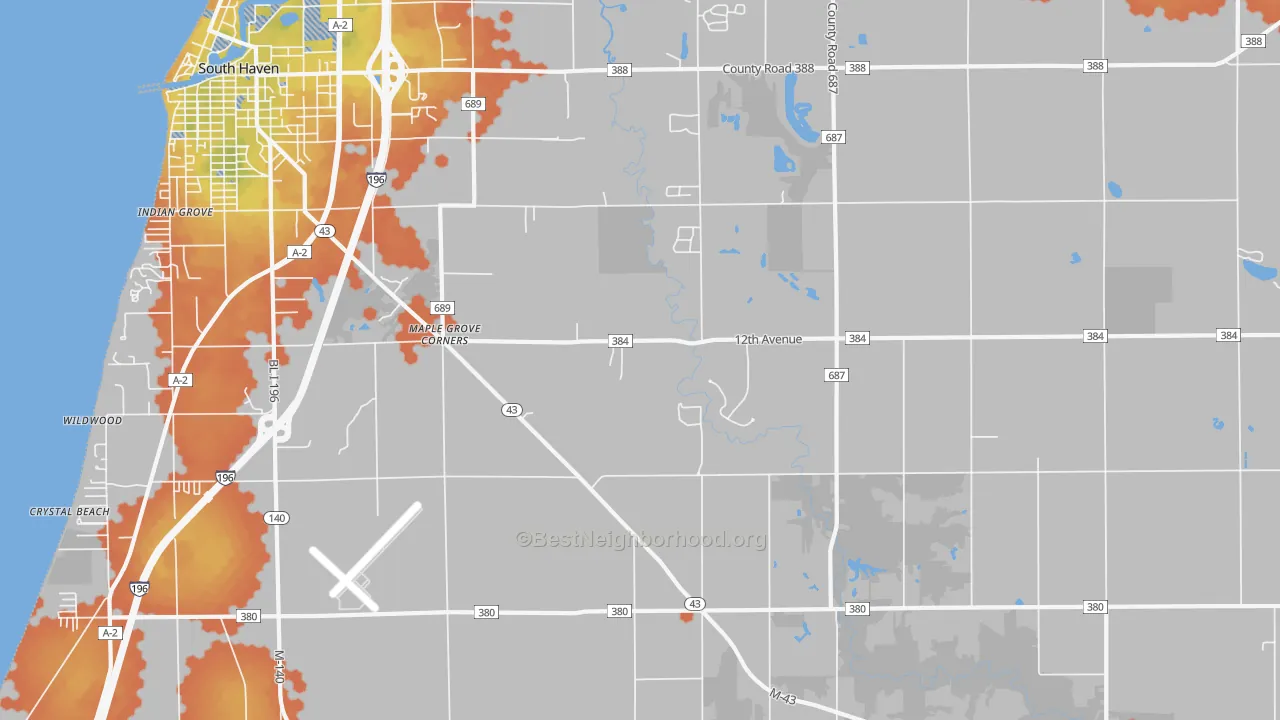 Bike Grade map of Lacota, MI