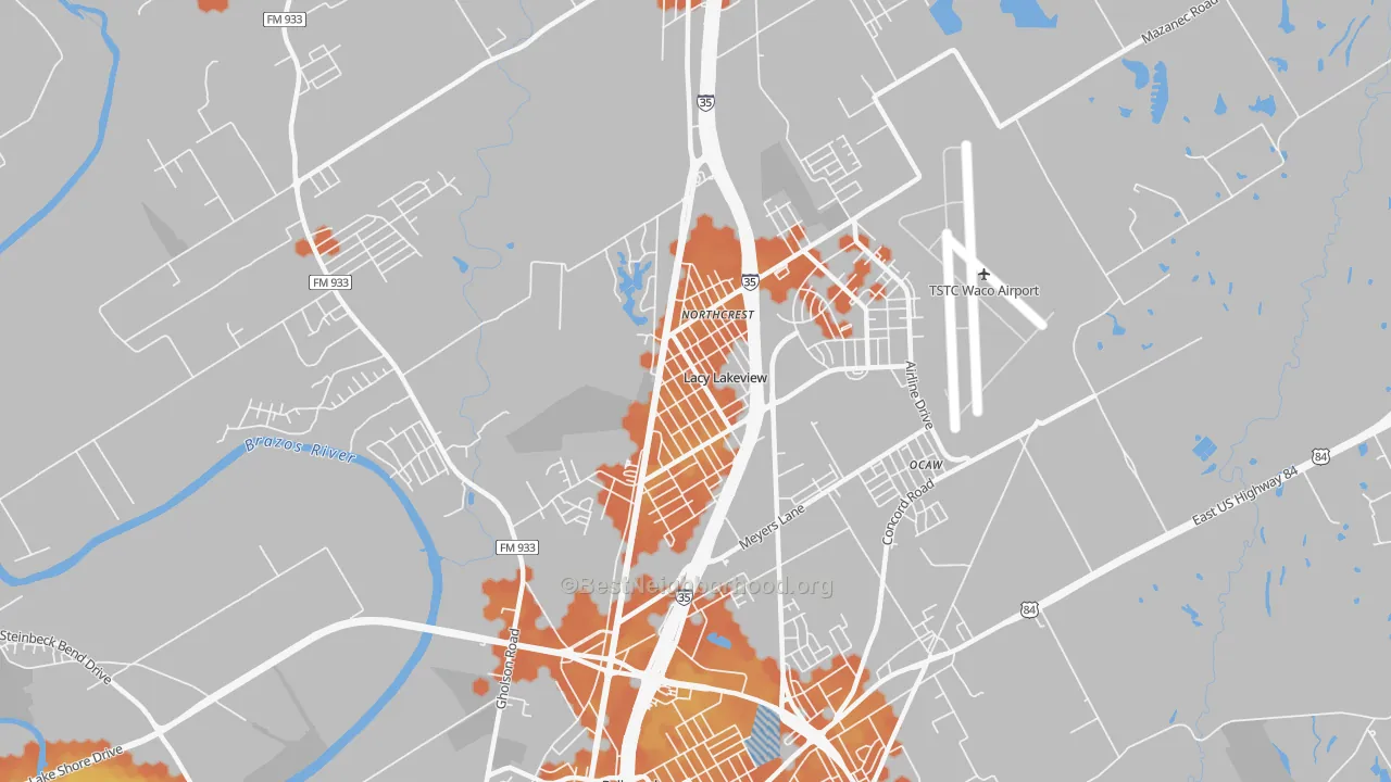Bike Grade map of Lacy-Lakeview, TX