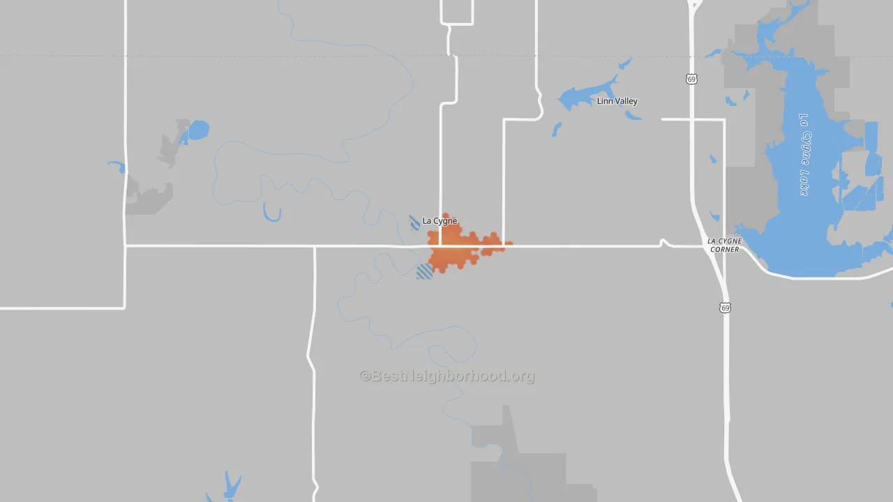 Bike Grade map of Lacygne, KS