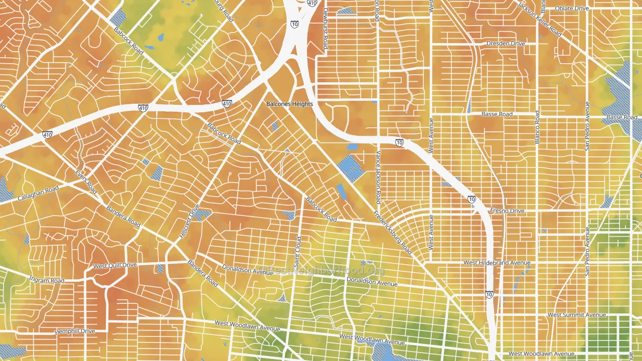 Bike Grade map of Laddie Place and North Wilson, San Antonio, TX
