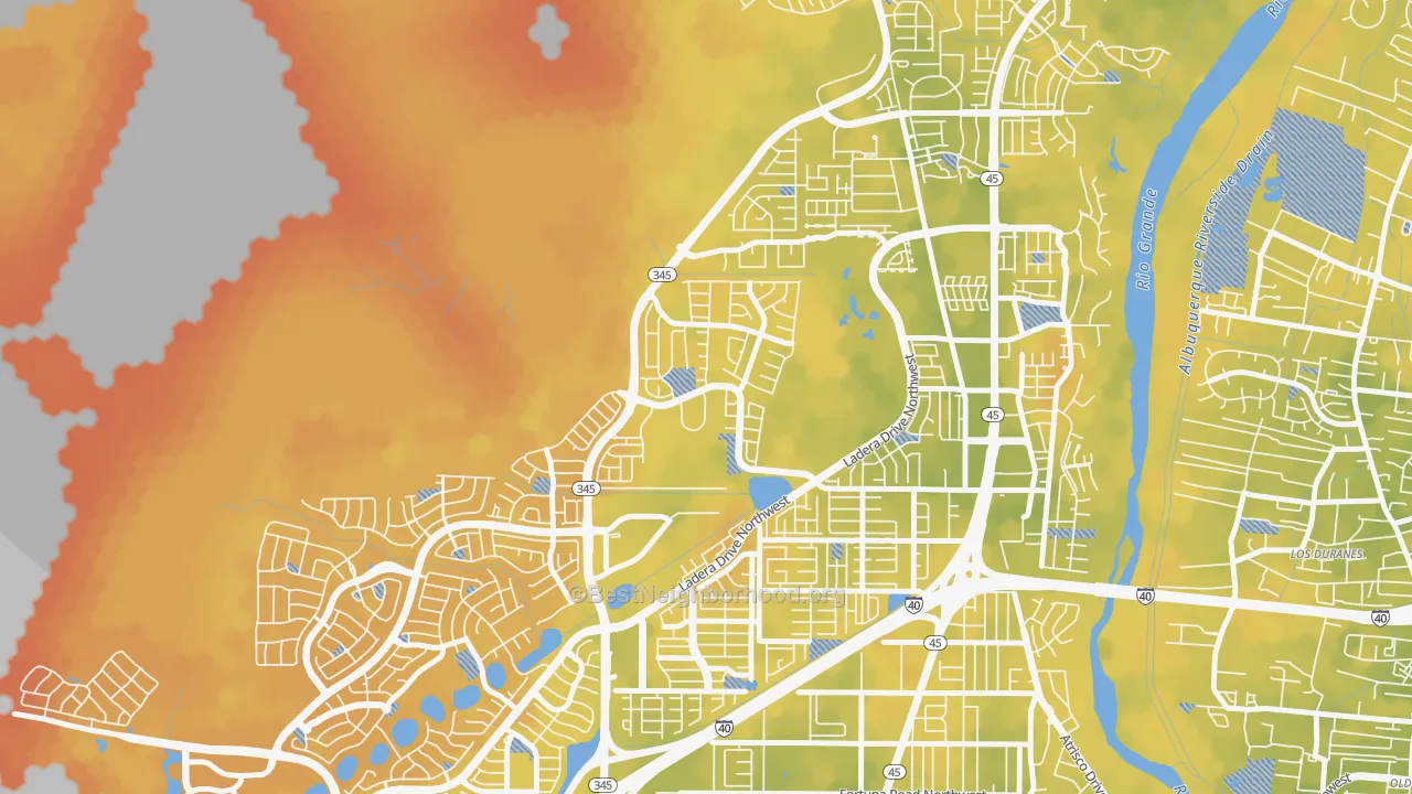 Bike Grade map of Ladera West, Albuquerque, NM