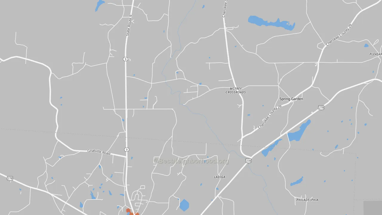 Bike Grade map of Ladiga, AL