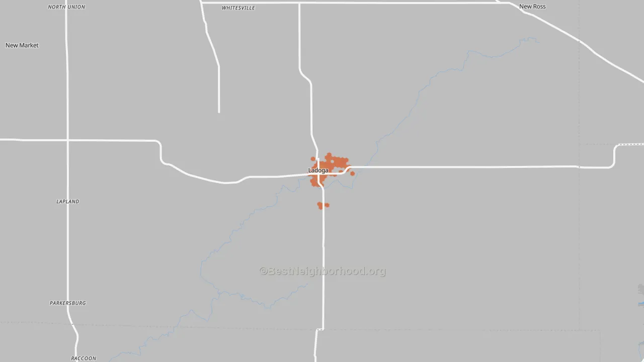 Bike Grade map of Ladoga, IN