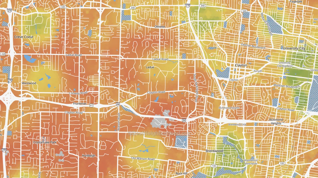 Bike Grade map of Ladue, MO