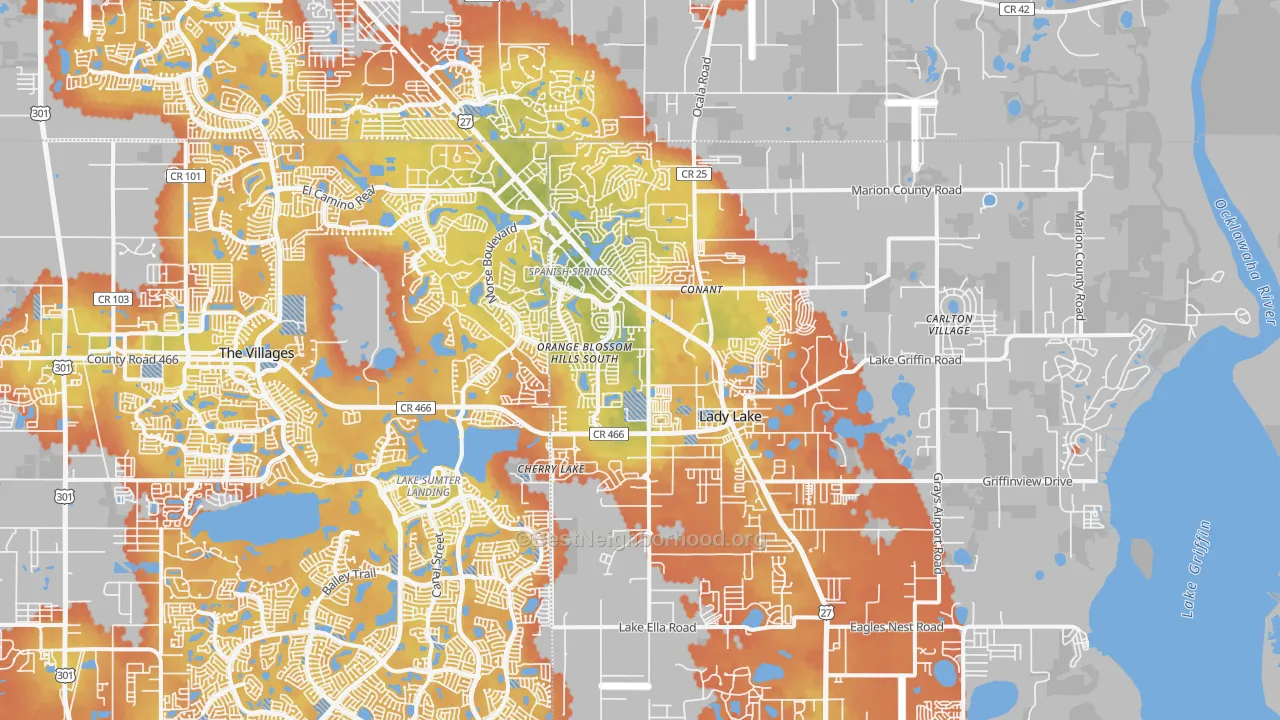 Bike Grade map of Lady Lake, FL