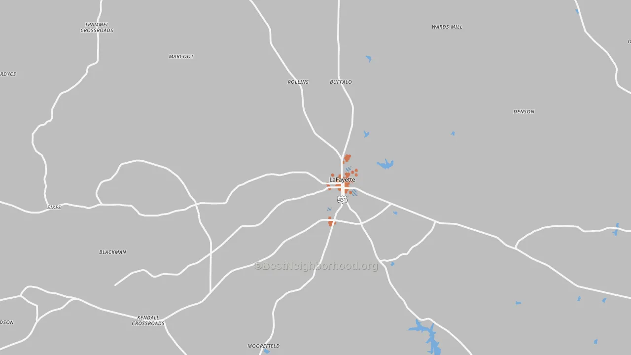 Bike Grade map of Lafayette, AL