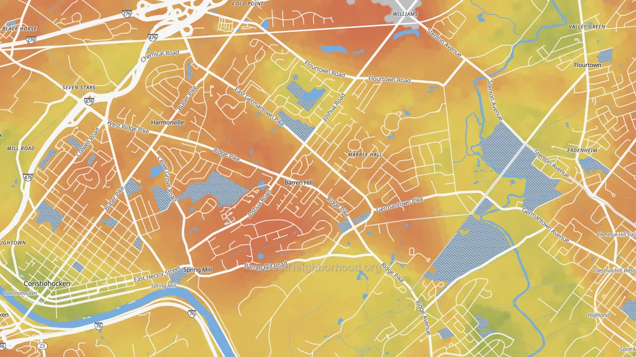 Bike Grade map of Lafayette Hill, PA