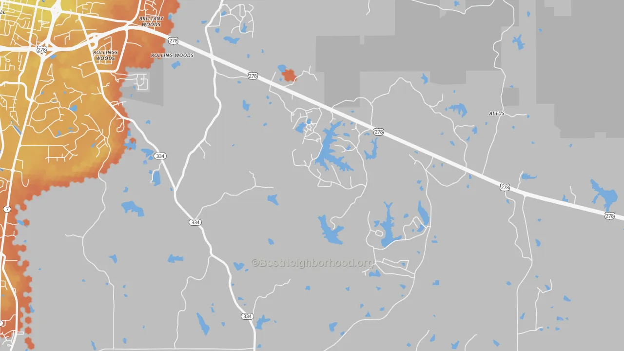 Bike Grade map of Lafayette Springs, MS
