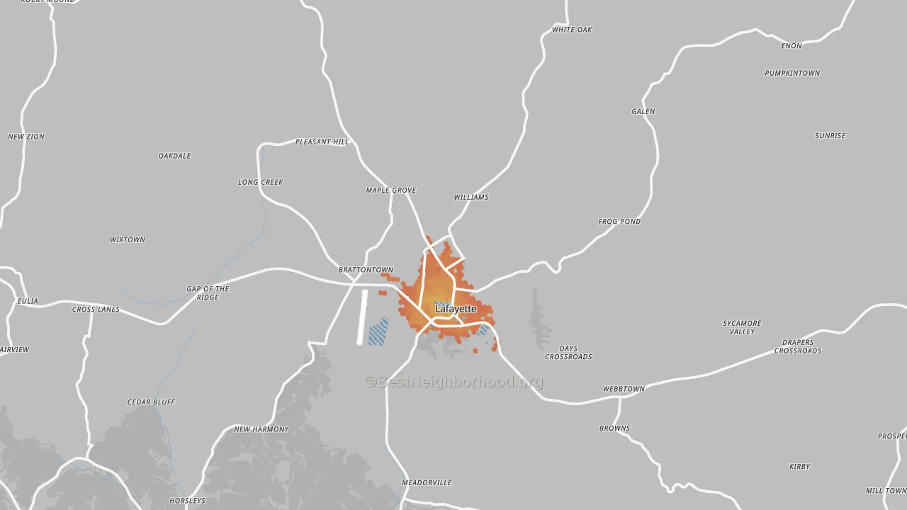 Bike Grade map of Lafayette, TN