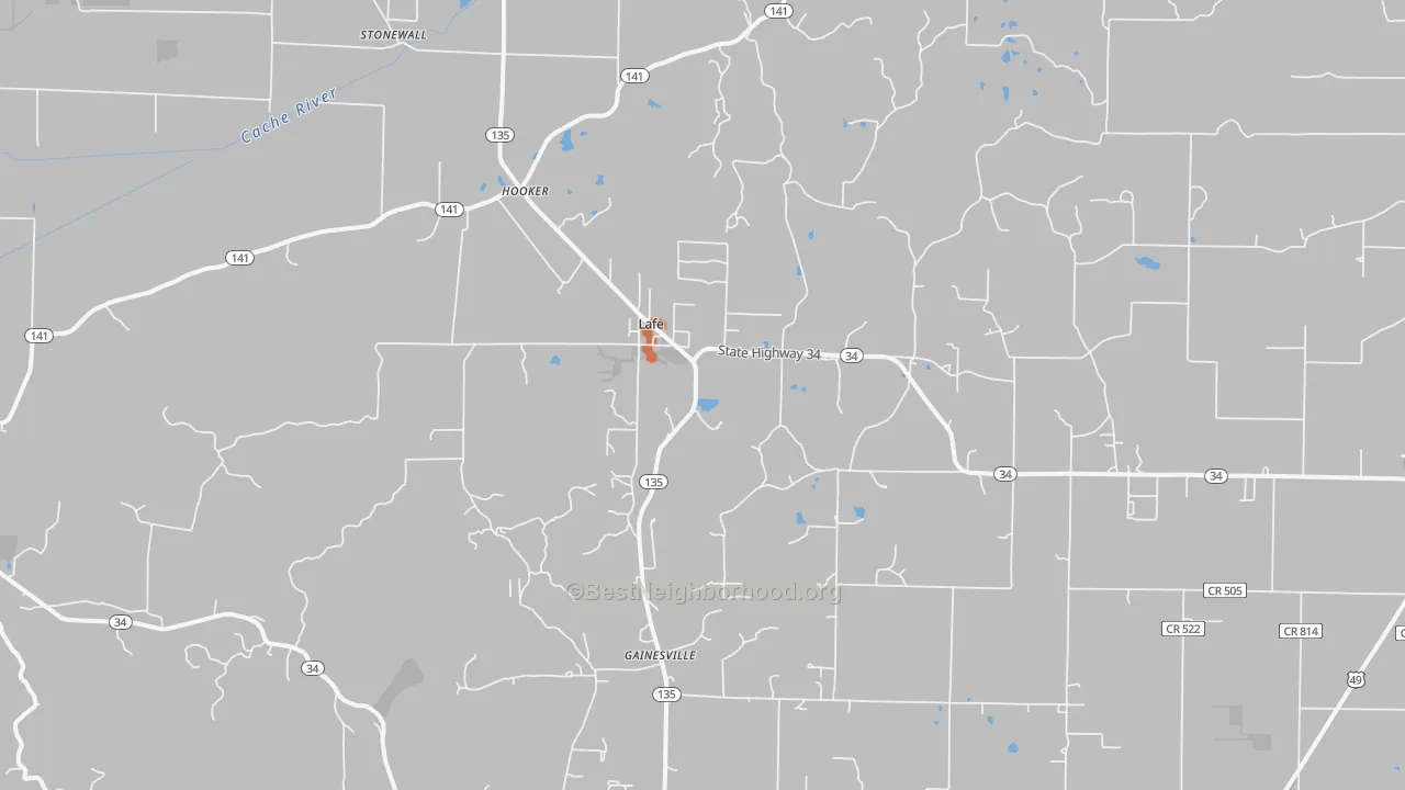 Bike Grade map of Lafe, AR
