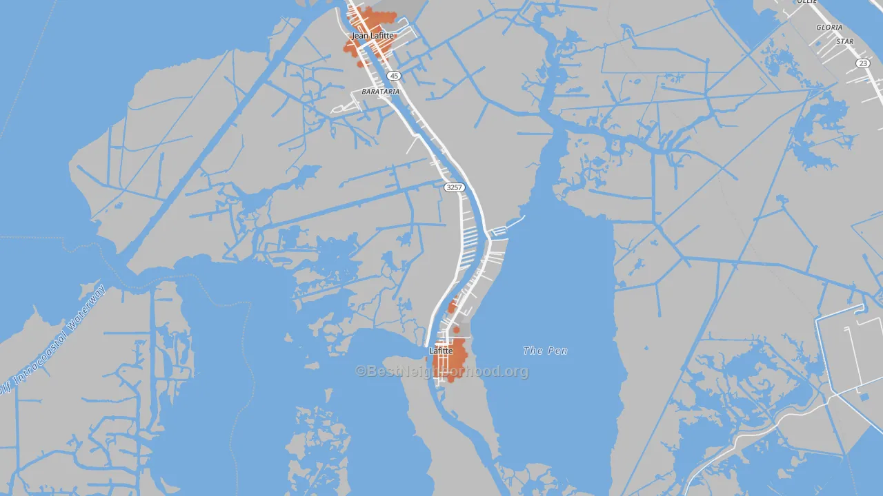 Bike Grade map of Lafitte, LA