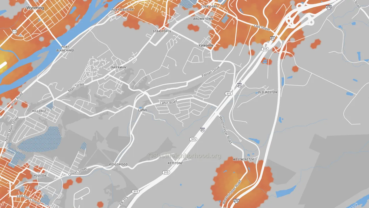 Bike Grade map of Laflin, PA