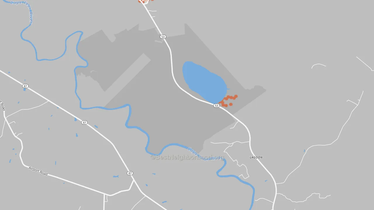 Bike Grade map of Lagoon, NC