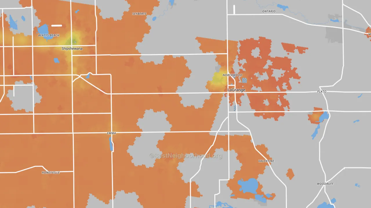 Bike Grade map of LaGrange County, IN
