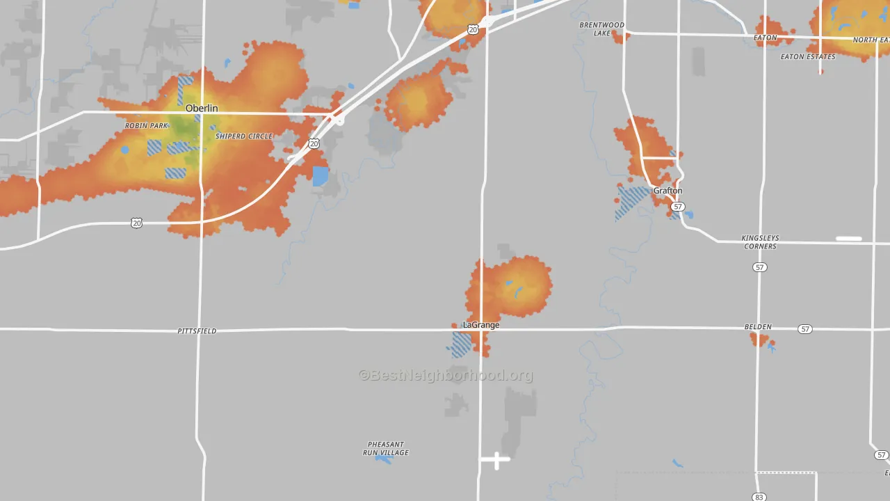 Bike Grade map of Lagrange, OH