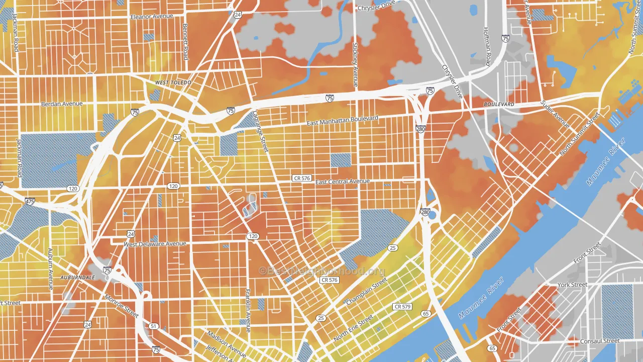 Bike Grade map of LaGrange, Toledo, OH