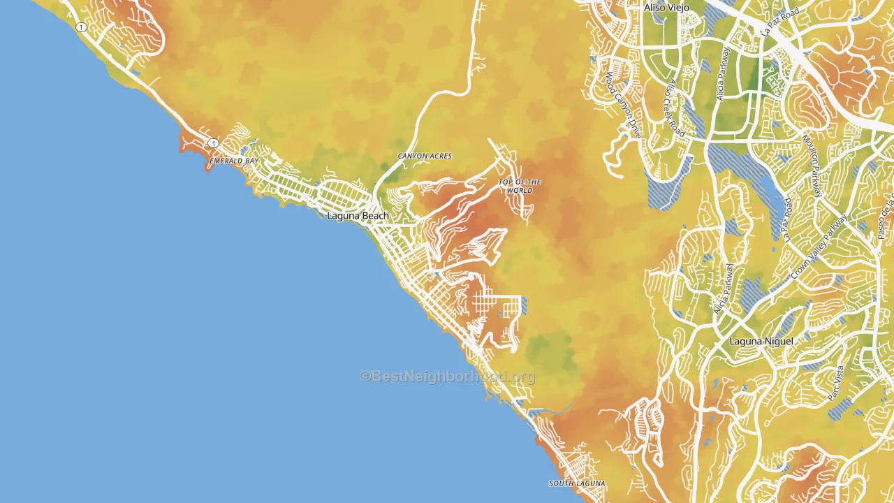 Bike Grade map of Laguna Beach, CA
