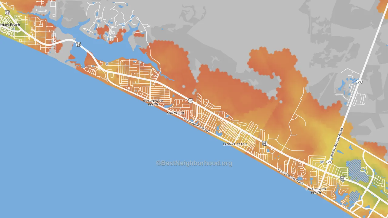 Bike Grade map of Laguna Beach, FL