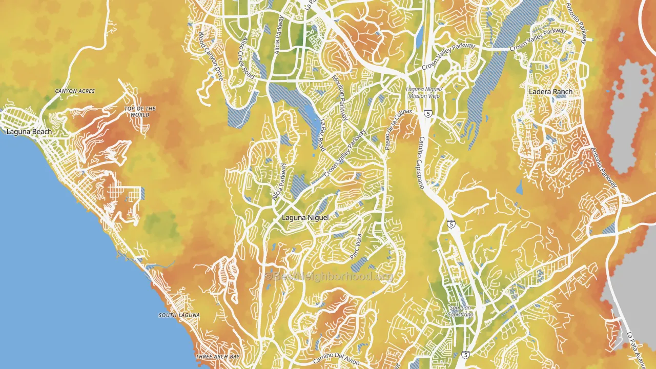 Bike Grade map of Laguna Niguel, CA