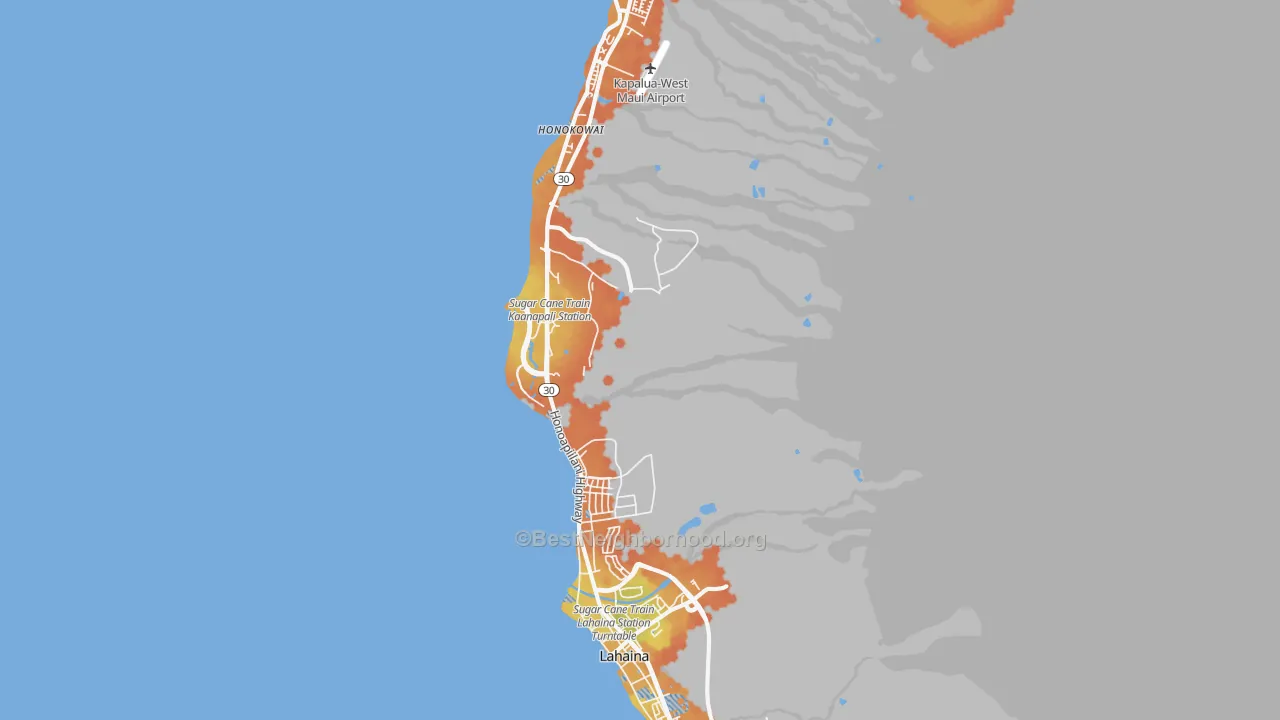 Bike Grade map of Lahaina, HI