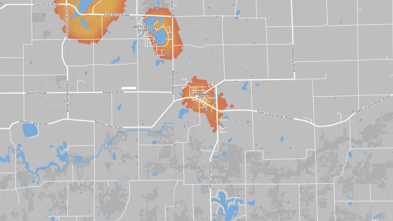 Bike Grade map of Laingsburg, MI