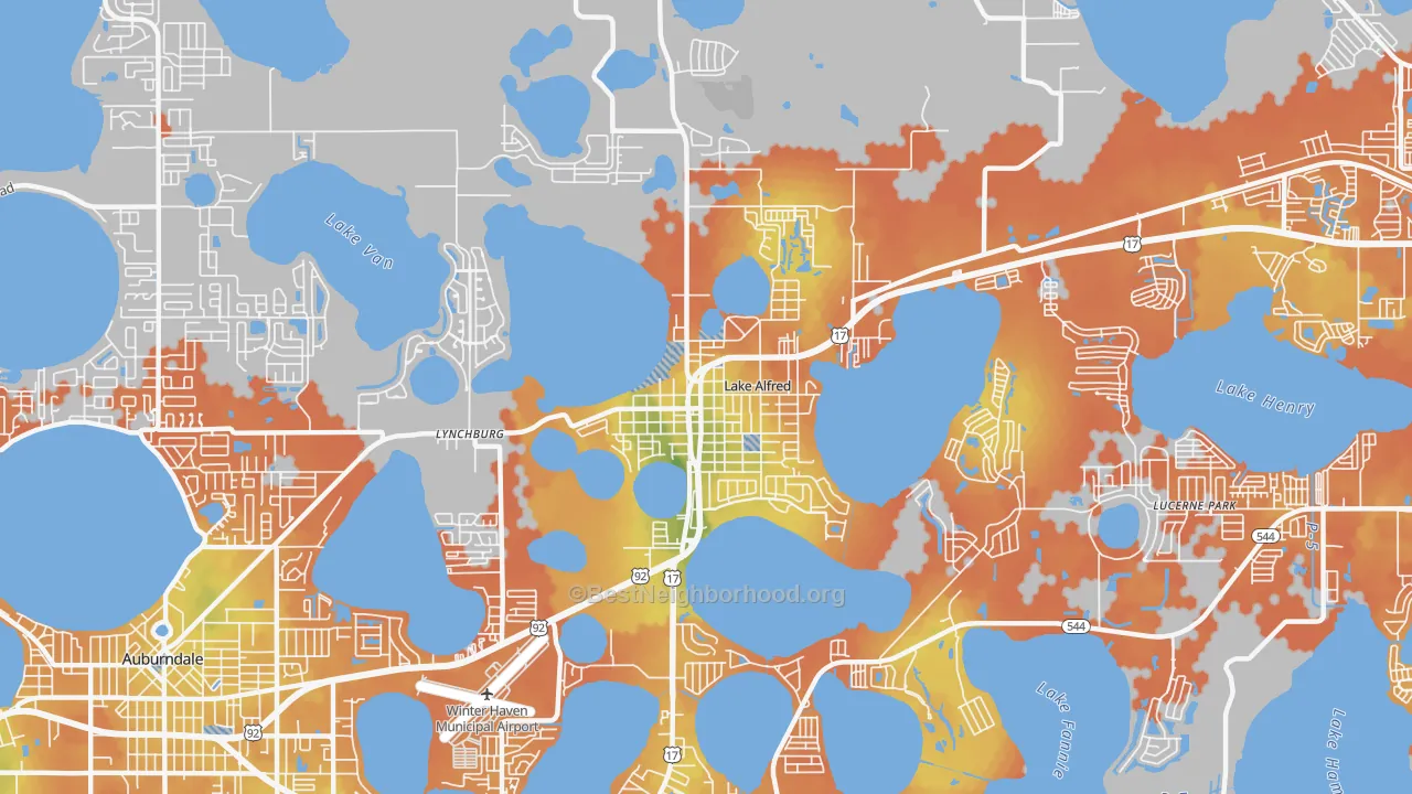 Bike Grade map of Lake Alfred, FL
