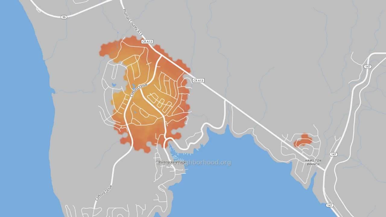 Bike Grade map of Lake Almanor, CA