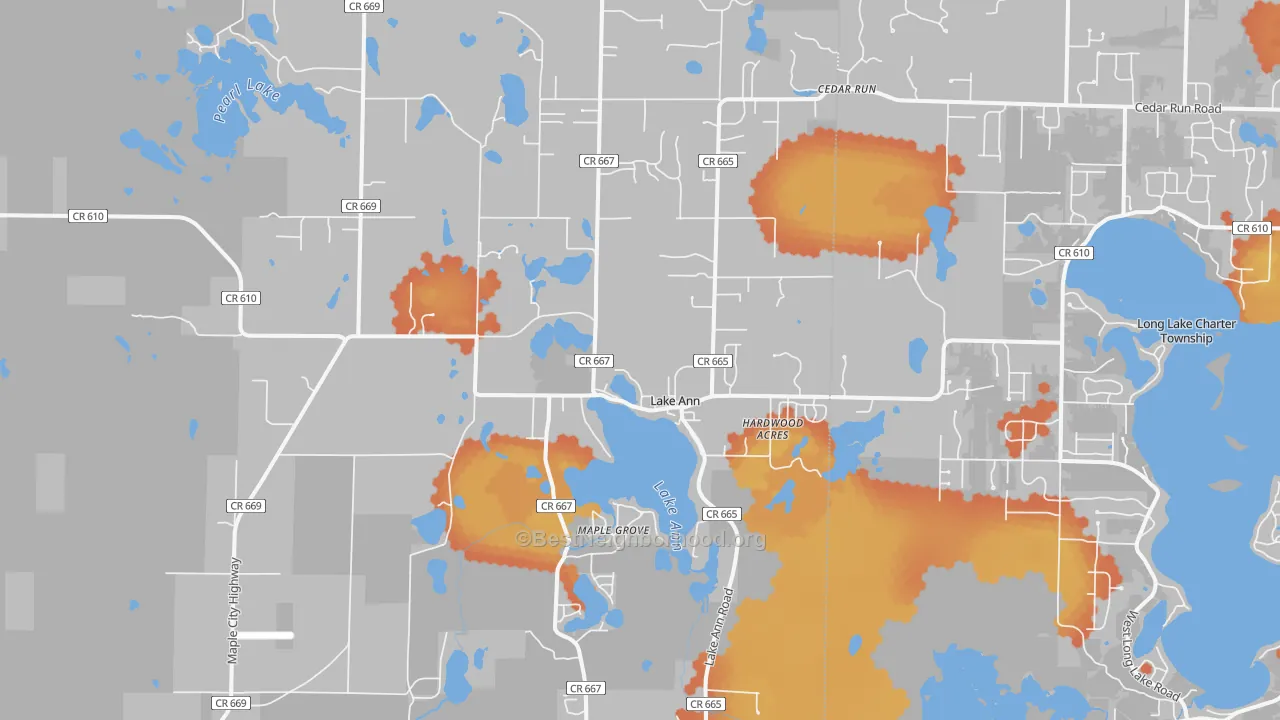 Bike Grade map of Lake Ann, MI