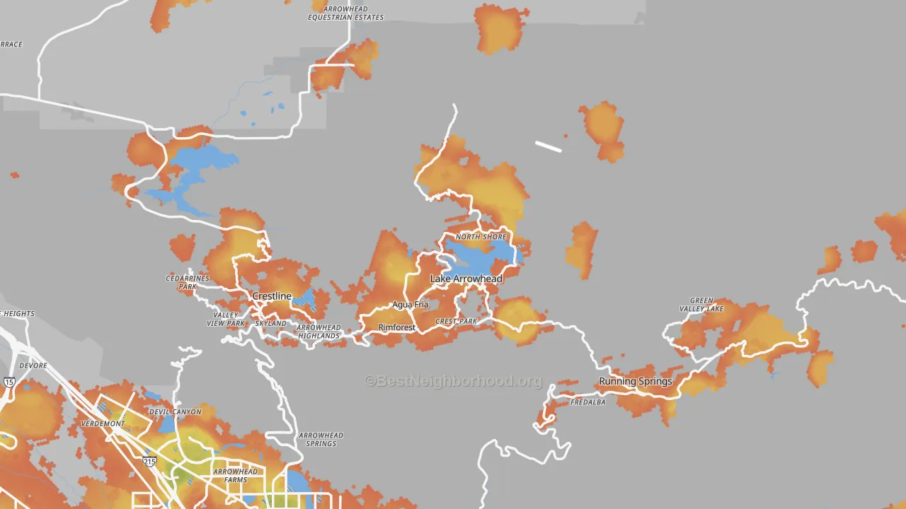 Bike Grade map of Lake Arrowhead, CA