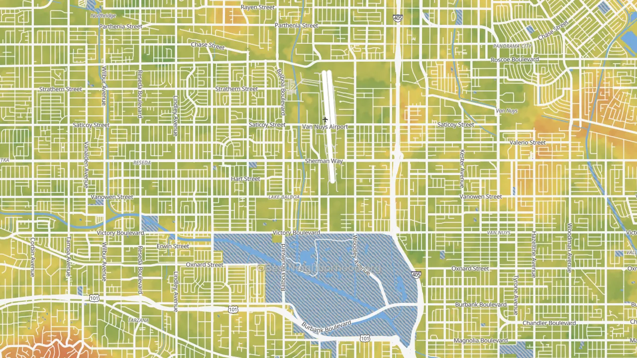 Bike Grade map of Lake Balboa, Van Nuys, CA