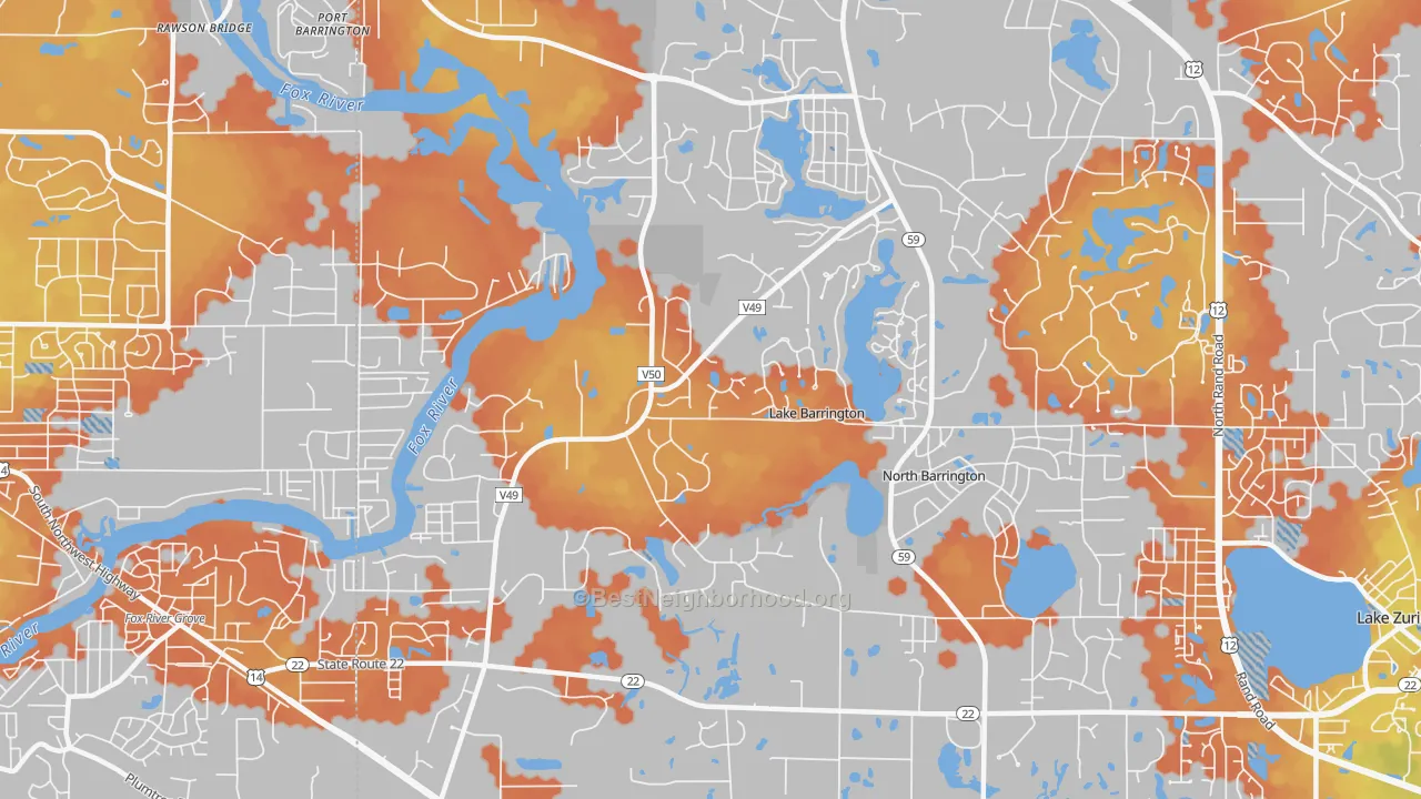 Bike Grade map of Lake Barrington, IL