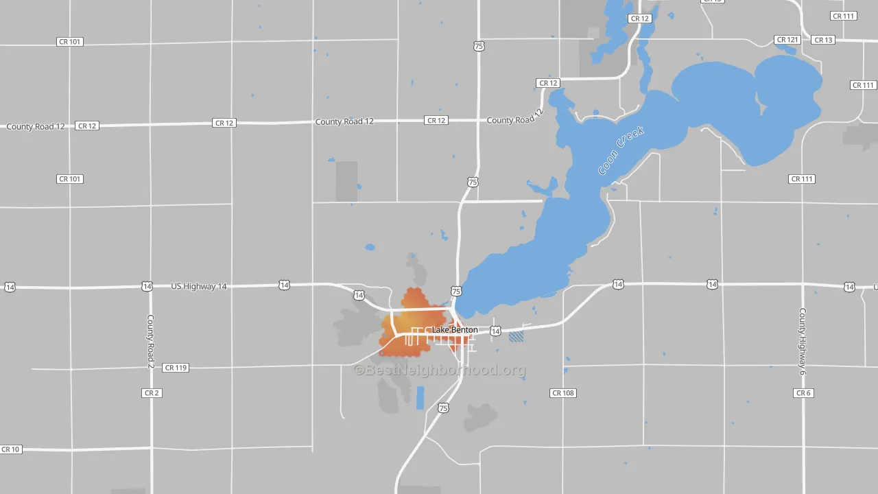 Bike Grade map of Lake Benton, MN