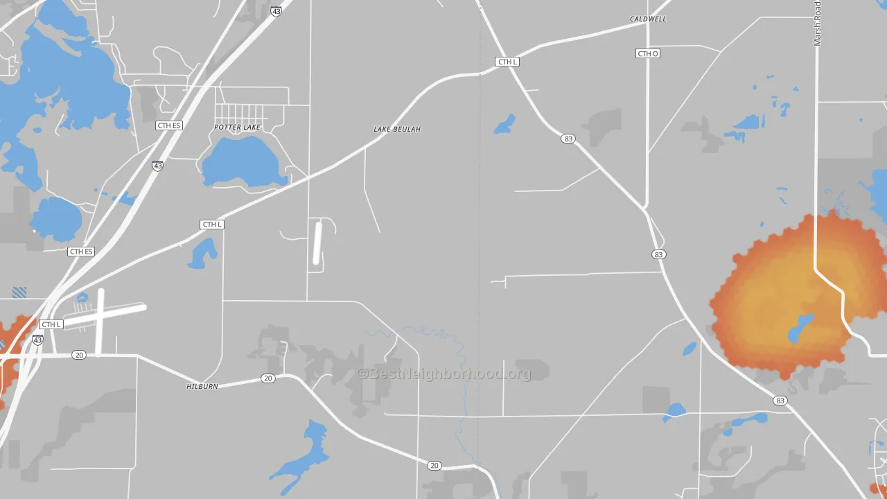 Bike Grade map of Lake Beulah, WI