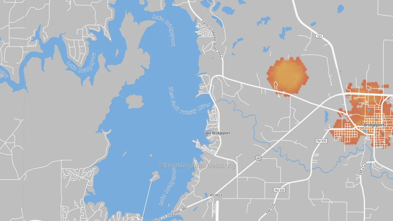 Bike Grade map of Lake Bridgeport, TX