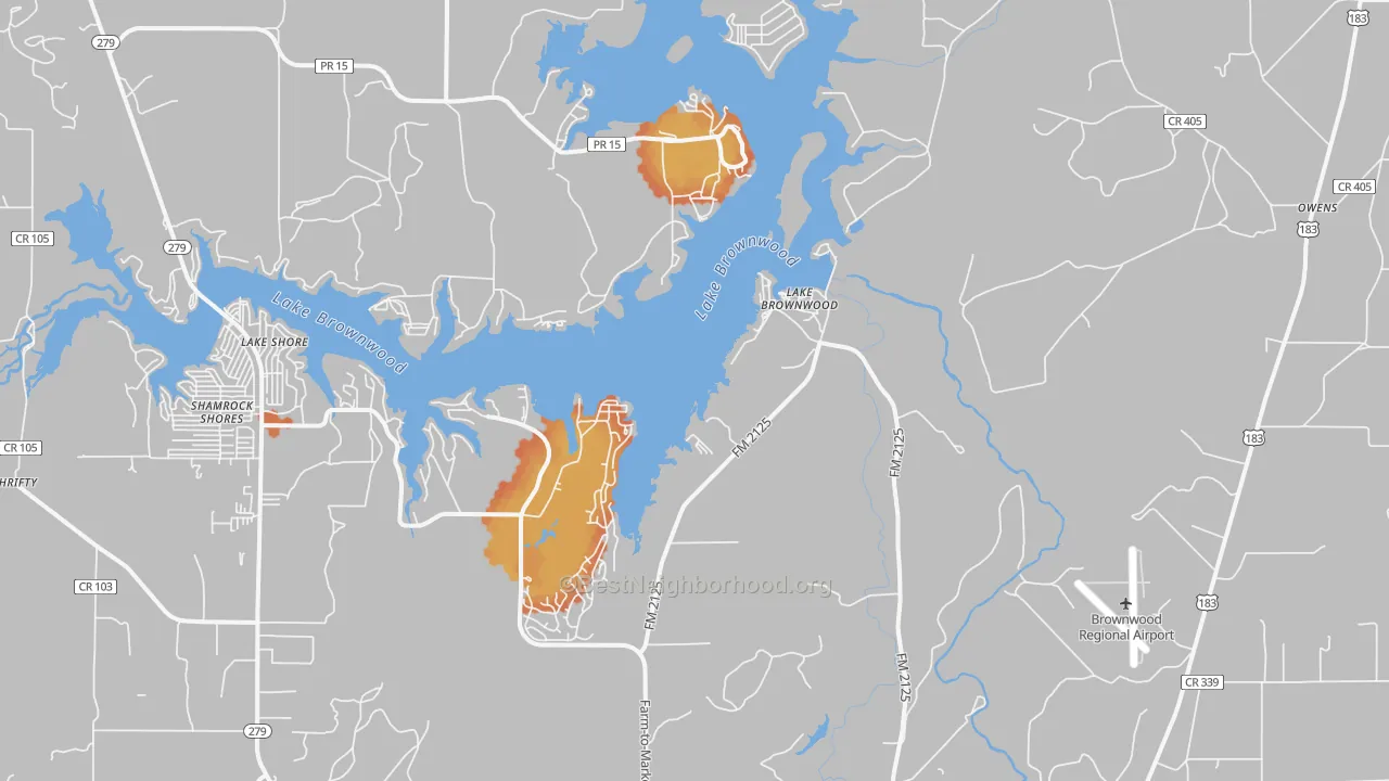 Bike Grade map of Lake Brownwood, TX