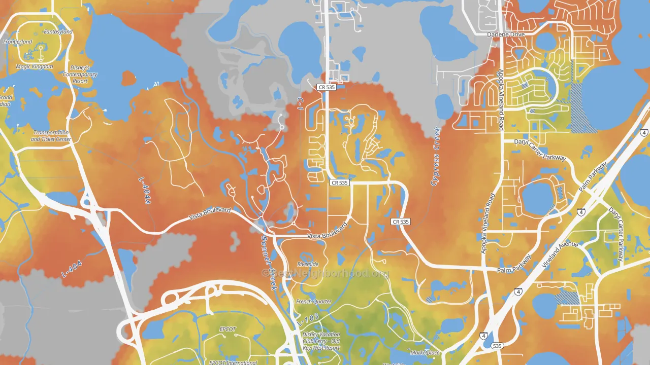Bike Grade map of Lake Buena Vista, FL