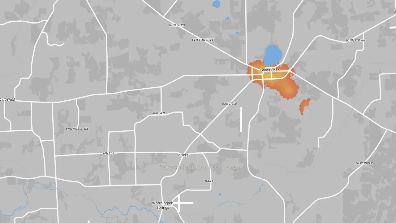 Bike Grade map of Lake Butler, FL
