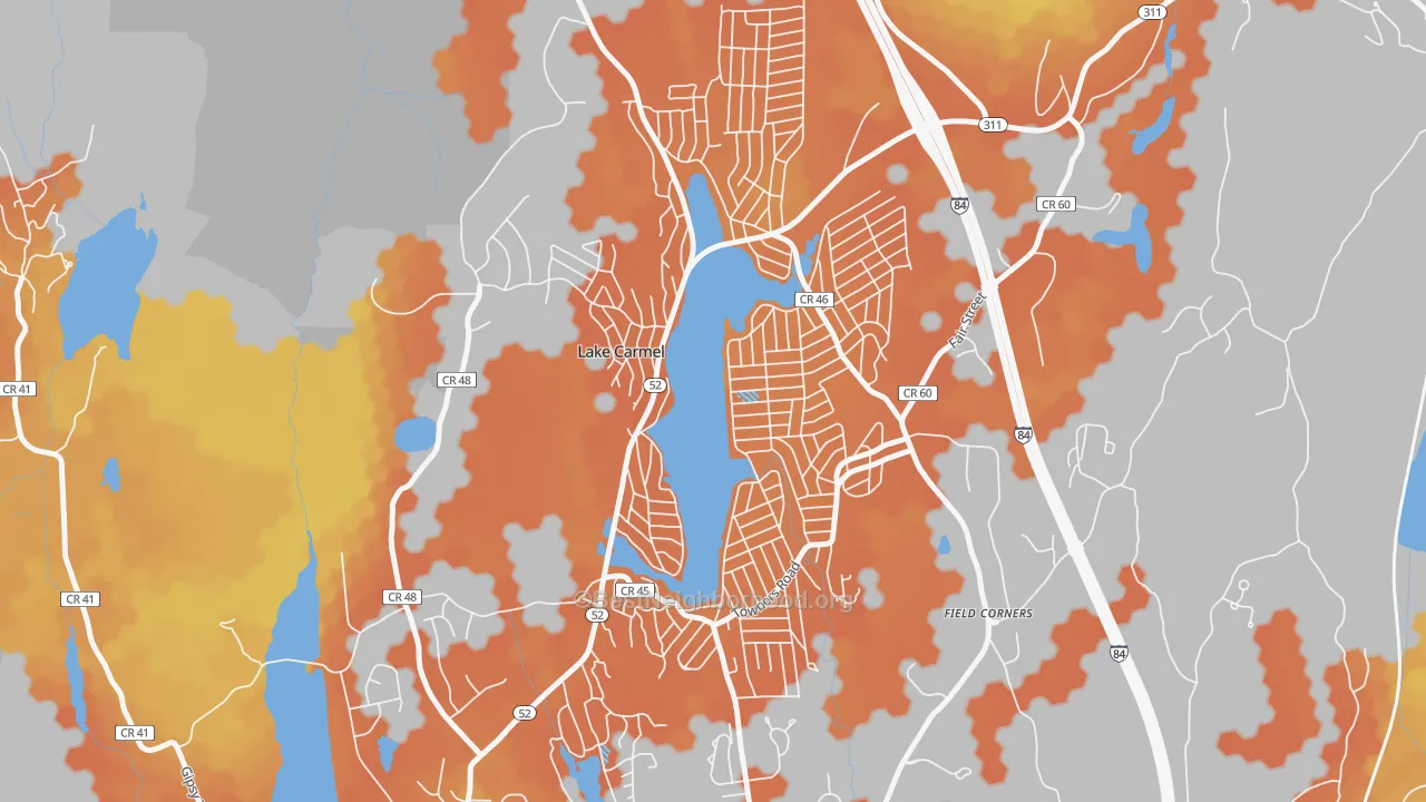Bike Grade map of Lake Carmel, NY