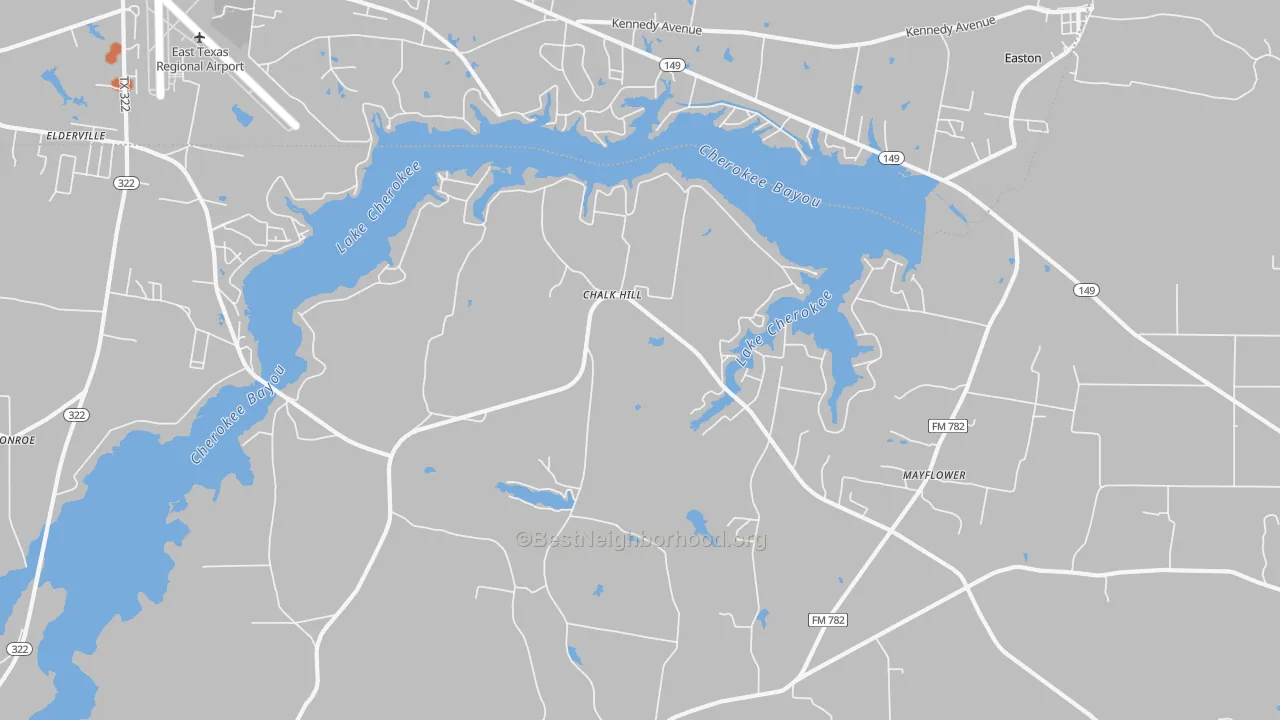 Bike Grade map of Lake Cherokee, TX